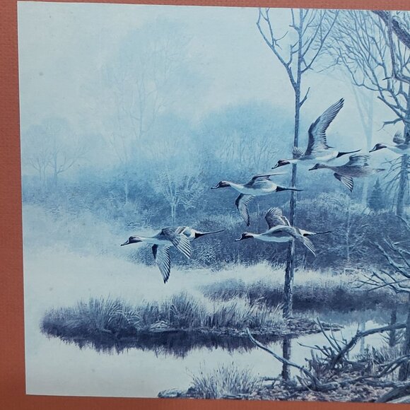 Vintage Framed Art Print Remington Wildlife Art Beecham Mallards in Flight - Picture 8 of 9